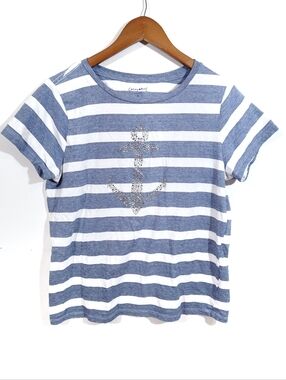 Casey & Key Nautical Striped Anchor Rhinestone Tee XL